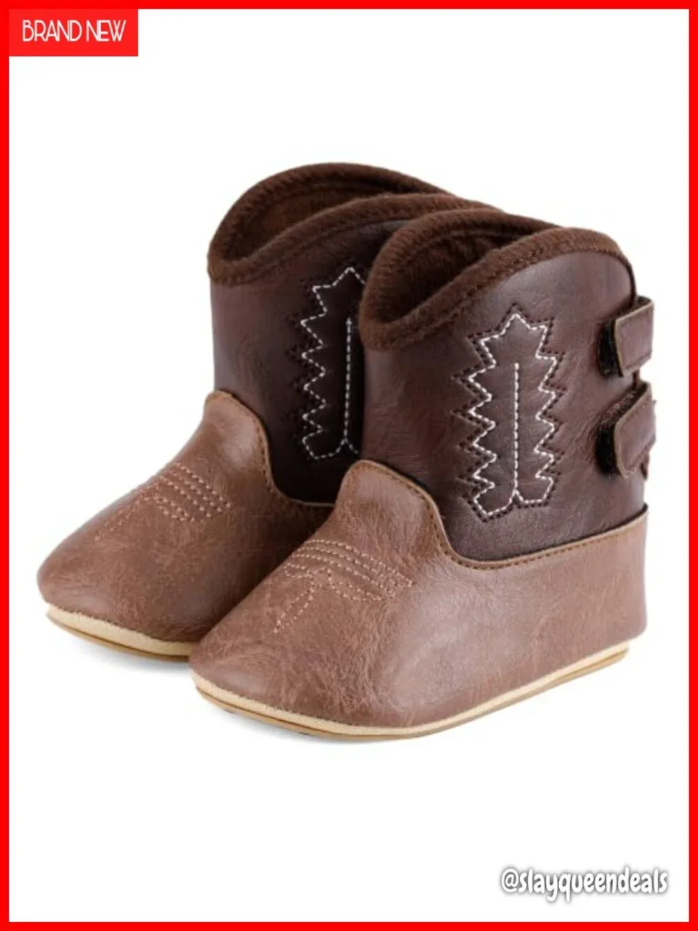 Leather Western Cowboy Bootie Crib Shoes for Baby Infant Toddler